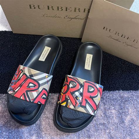 burberry graffiti slides|Burberry sandals.